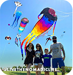 Flying kites outside