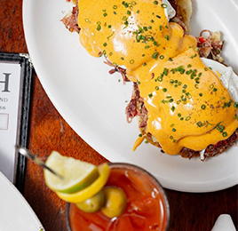 Brunch meal on table 