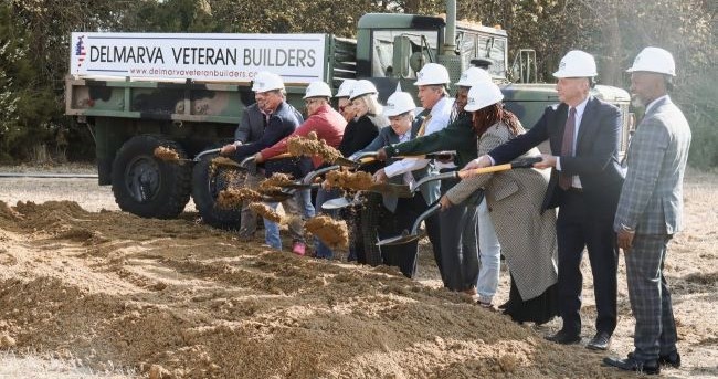 Dignitaries including Gov. John Carney break ground for a new visitor's center at John Dickinson Plantation.	