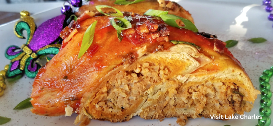 A slice of boudin king cake.