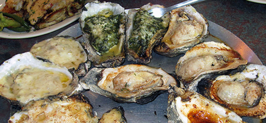 A variety of fresh Louisiana oysters. 