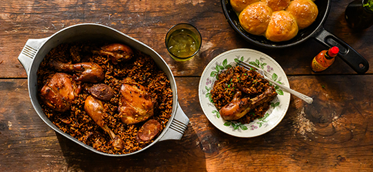 Chicken and sausage jambalaya.
