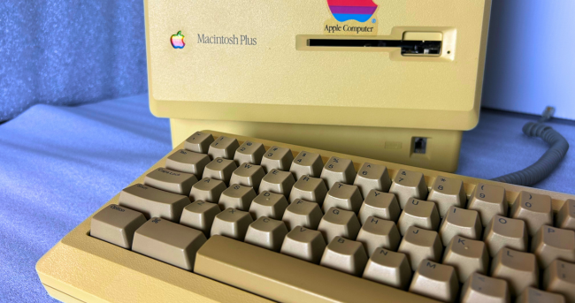 An 1986 Mac computer shown here is among HCA's historic artifacts collections.	