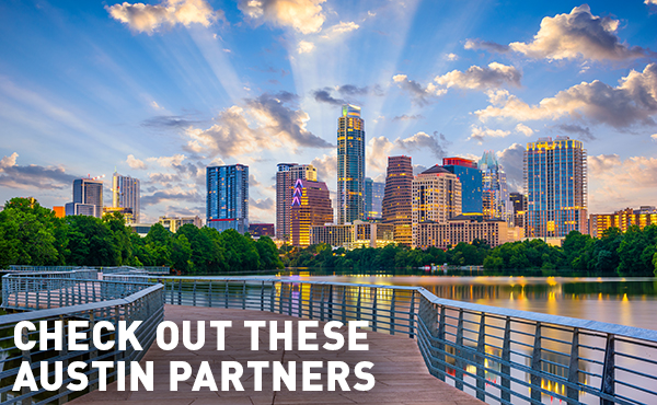 Austin skyline with Lady Bird Lake in the foreground