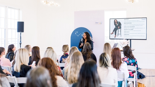A group gathers for a meeting at a unique venue in Austin, Texas