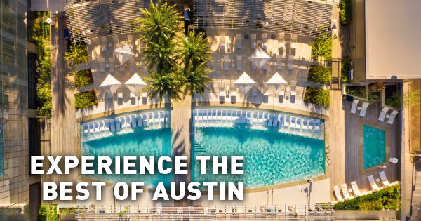 Overhead view of the pool at the Fairmont hotel in Austin, Texas