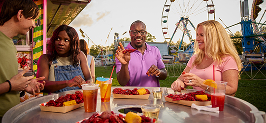 Guests enjoy a fair.