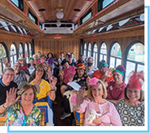 visitors on the trolley of discover sarasota tours