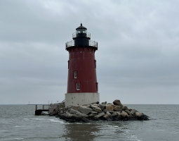 The Breakwater lighthouse off Lewes as seen by HCA staff during a visit in 2025.	