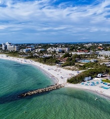 parasailing over lido key coastline in florida