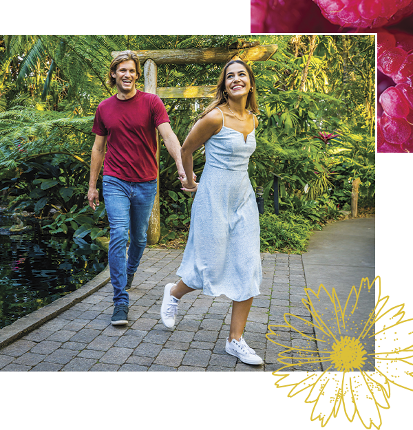 couple walking through selby gardens