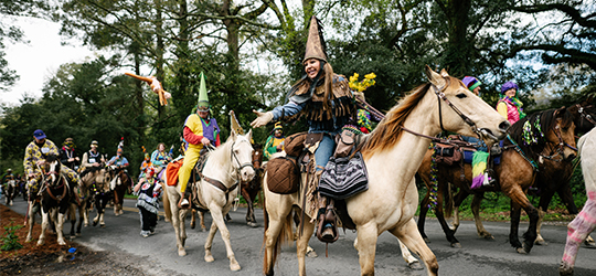 Courir de Mardi Gras riders on horseback