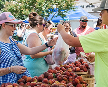 A peach vendor at the Louisiana Peach Festival.