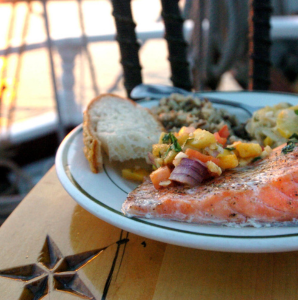Plate of seafood meal