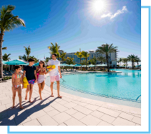 family by the pool at sunseeker resort in florida