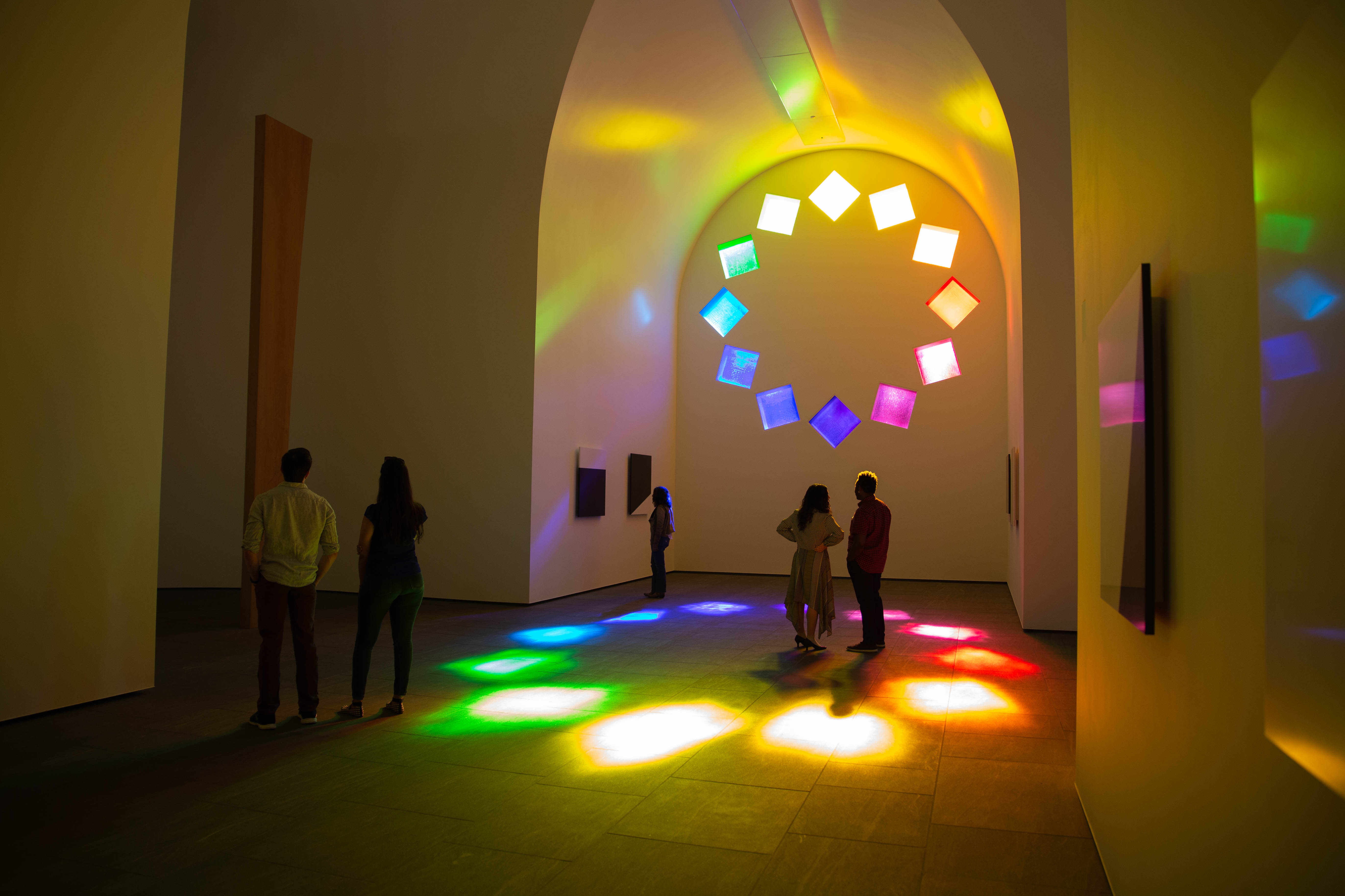 Austin by Ellsworth Kelly at the Blanton Museum of Art in Austin, Texas, features vibrant colored glass windows